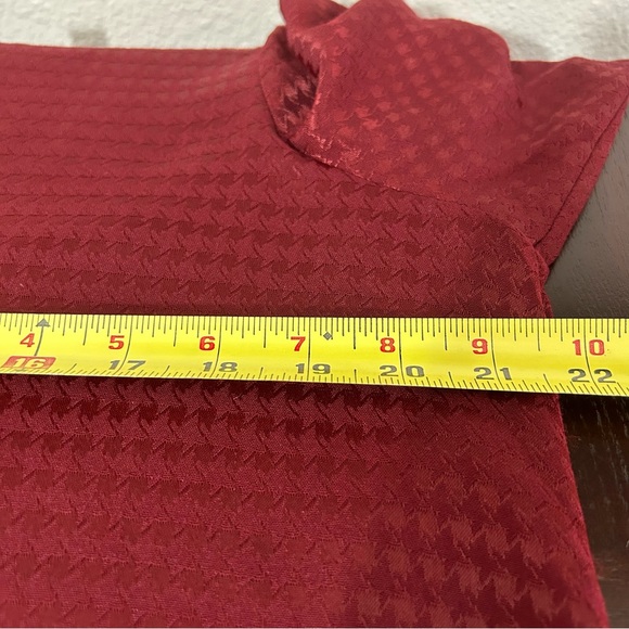 Calvin Klein Houndstooth Boho Lagenlook Bell Dress Flounce Swingy Roomy Wine 12 - Picture 11 of 13